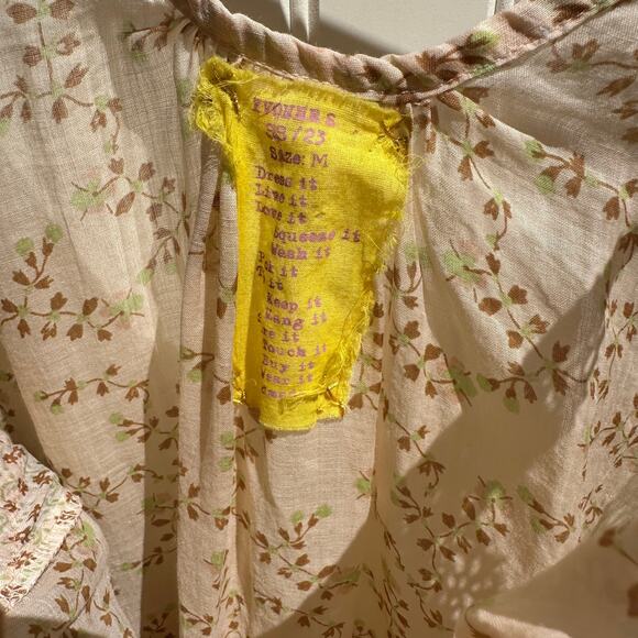 Yvonne S Midi Trapeze Dress 100% Linen Lace Trim Ditzy Floral Print Medium NWOT - Picture 6 of 13